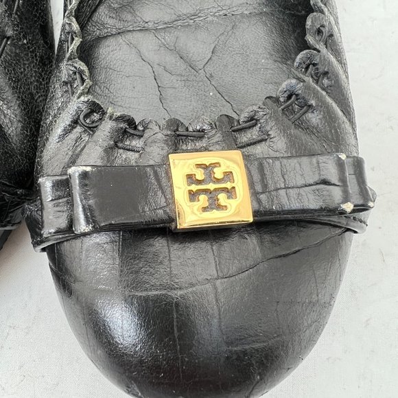 Tory Burch Black Eddie Bow Ballet Flats 9 - Picture 8 of 10